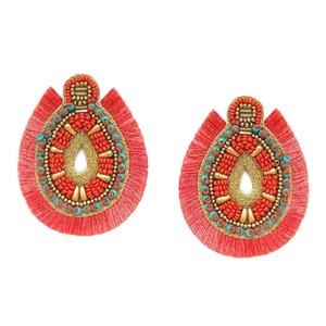 Boucles d'oreilles en coton perlé de dernière génération, bijoux de mode bouddhiste pour femmes, de haute qualité, artificiels, faits à la main, légères, forme ovale - Product Image 2