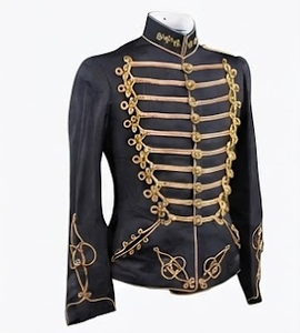 <b>Black</b> Steampunk Marching Band Double Breasted Real Fox Fur Windproof Breathable Wool <b>Men's</b> <b>Overcoat</b> Outerwear - Product Image 2