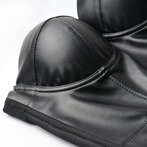 Corset noir en similicuir de grande taille pour femmes, haut court, débardeur bustier sexy avec bretelles réglables pour les vêtements de club et les fêtes - Product Image 2