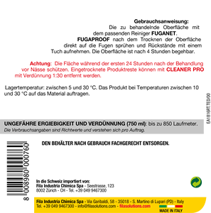 FILA Solutions d'entretien des surfaces FUGAPROOF Scellant pour joints à base d'eau Tous types de joints Anti-taches Hydrofuge Facile à nettoyer Sans COV - Product Image 2