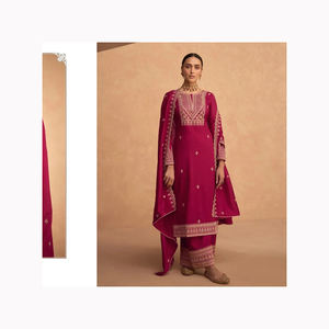 Designer moderne 2024 dames 3 pièces indien pakistanais soie Salwar costume haut prix de gros pour adultes lin coton Georgette - Product Image 6