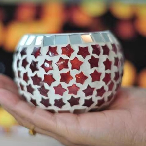 Bougeoir en verre mosaïque bricolage fait à la main bougeoir chauffe-plat décor à la maison fête de noël mariage GHGH - Product Image 1