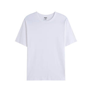 T-shirt en coton pour hommes T-shirt à manches courtes pour hommes 100% T-shirt en coton biologique T-shirt à col rond à ourlet uni pour hommes - Product Image 1