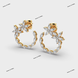Boucles d'oreilles élégantes en diamant moissanite glacé VVS avec un design rond en finition argent pour femmes - Product Image 2