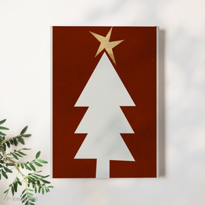 Hiện đại màu đỏ và trắng hình học Cây giáng sinh vải nghệ thuật với khung gỗ-số lượng lớn thứ tự - Product Image 3