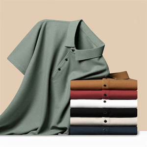 T-shirt d'été senior à revers gaufré pour hommes New Business Casual Polo à manches courtes pour hommes - Product Image 1