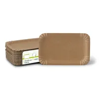 Assiettes en papier kraft rectangulaires jetables biodégradables 13x20 cm pour le pain et la pâtisserie, vente au détail et service - 1000 pcs/carton