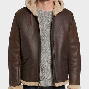Veste en cuir marron légère en gros 2025, veste en cuir d'agneau véritable avec fourrure, veste en cuir bomber pour hommes - Product Image 6