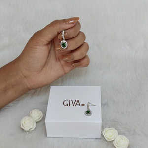 ต่างหูห้อยแฟชั่นสีเขียวป่าเงิน - Product Image 4