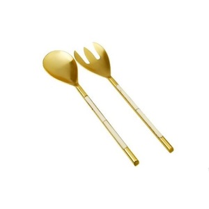 Service à salade en acier inoxydable, service à salade de luxe pour servir la salade, nouveau Design, ensemble de couverts, nouveaux couverts en métal, cuillère et fourchette - Product Image 3