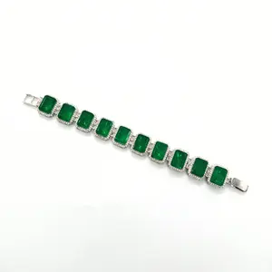 2024 элегантные ювелирные изделия женские Роскошные зеленые драгоценные камни с цирконом браслеты доступны по оптовой цене