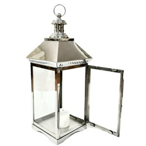 Portavelas de Metal de acero inoxidable de estilo europeo, linternas de Navidad de plata pulida brillante, múltiples maderas, madera para el hogar - Product Image 6