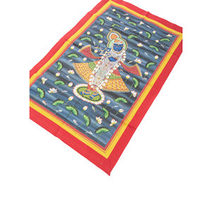 Arte Pichwai, Tapiz de Pared de Algodón Azul Bohemio, Diseño Nórdico Moderno Hecho a Mano para Decoración del Hogar, Formato de Cuerda de Algodón - Product Image 2