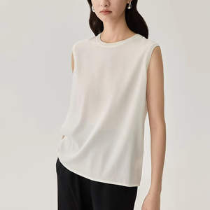 Summer <b>Women's</b> Fashionable Simple Solid Color Vest Base <b>Silk</b> Pullover Casual Satin Crewneck Short Sleeve <b>Top</b> Girls T-Shirts - Product Image 1