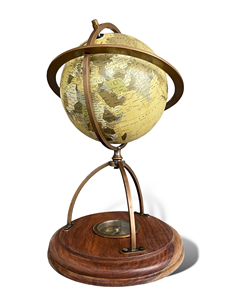 4.5 Inch World Globe on Brass/Wood/Glass Compass Base Art Decor Elegant Nautical Office <b>Desk</b> <b>Ornament</b> - Product Image 3