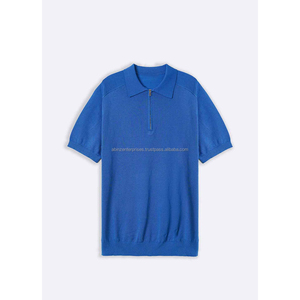 Media manga para hombre para Polo con cremallera Alta calidad 100% Algodón Nuevo estilo de media cremallera Colección de patrones sólidos - Product Image 1
