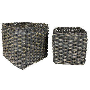Set of 2 <b>Square</b> Rattan <b>Baskets</b> in Moss Green Handmade <b>Storage</b> <b>Basket</b> Wholesale eco-friendly Made in Viet Nam - Product Image 1