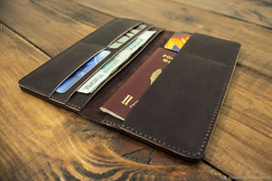 Handmade Genuine Leather Customized RFID Protected Open Closure Short Length Passport Holder <b>Family</b> <b>Wallet</b> <b>Travel</b> Organizer - Product Image 4