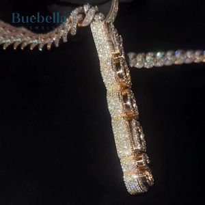 Haute qualité 925 argent et 14K plaqué or personnalisé glacé Double couche lettre verticale pendentif Moissanite pendentifs et breloques - Product Image 2