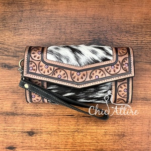 กระเป๋าคลัทช์หนังวัวขนสัตว์แบบมีสไตล์สำหรับผู้หญิงกระเป๋าคลัทช์หนังสไตล์ตะวันตก - Product Image 1