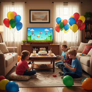 T-shirt a maniche lunghe coordinata per la famiglia a tema videogiochi 'Birthday Boy Mommy' per occasioni speciali - Product Image 3