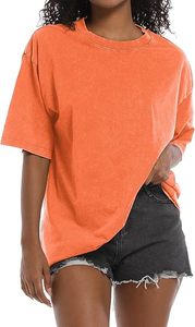 2025 haut tendance femmes grande taille T-Shirt soleil fondu lapidé été lavé Boxy lâche goutte épaule 220g tissu poids Long blanc - Product Image 3