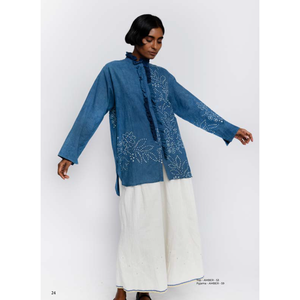 Pantalon décontracté en coton à jambe large Amber 59, broderie, taille élastique, tissu toile respirant, taille XL disponible, taille basse, mi-haute ou haute - Product Image 1