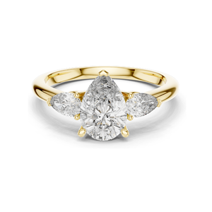 Bague de fiançailles en diamant de laboratoire taille poire 1,53 CT, trois pierres VVSVS EF CVD, or 18K/14K/10K ou argent 925, rose, jaune, blanc - Product Image 2