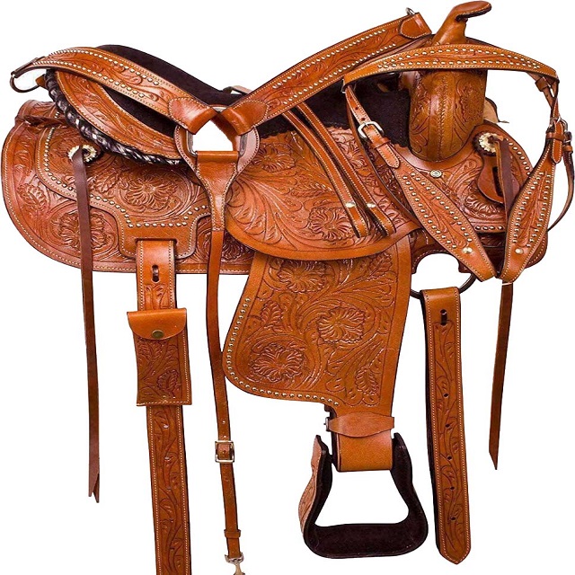 Selle pour cheval au cordage western ranch en cuir de