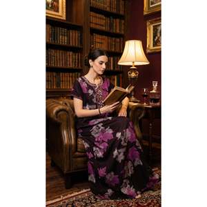 Chemise de nuit maxi élégante brodée pour femmes avec poche latérale, tissu doux et respirant, confortable - Product Image 1