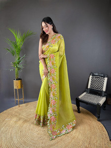 Saree en soie brillante douce de créateur à la demande avec travail de broderie Saree de vêtements de fête pour femmes pour l'approvisionnement mondial - Product Image 3