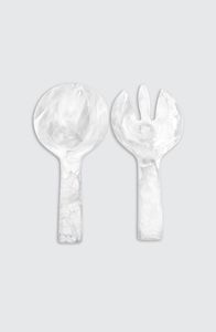 Cuillère et fourchette à salade en résine faite à la main, élégantes, ustensiles de service modernes pour les fêtes, avec manche long - écologiques et durables - Product Image 2