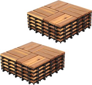 Revêtement de sol extérieur moderne avec carreaux de terrasse en bois à 6 lattes de 12mm d'épaisseur ACACIA pour jardin, balcon, patio, style lisse - Product Image 1
