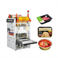 Machine manuelle de scellage de gobelets 2 stations 4 gobelets, scelleuse de couvercles pour barquettes, emballage et collage pour contenants en plastique de thé aux perles et plats à emporter