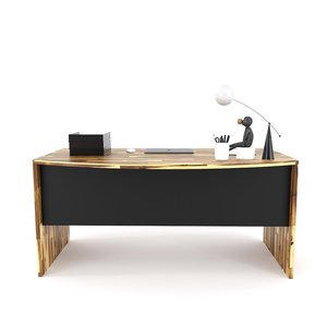 Executive Melaleuca Wood BGD68051 Desk with Rounded Edges and <b>Drawers</b> Luxury Contemporary Office Furniture - Product Image 2