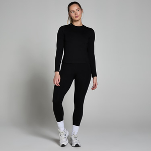 <b>Black</b> Women's <b>Long</b> <b>Sleeve</b> Slim Fit Gym <b>Top</b> Custom Logo Quick Dry Fitness Training Activewear Tee Wholesale Workout T-shirt - Product Image 3