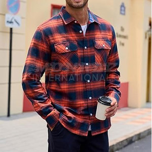 Vente en gros de chemise en flanelle 100% coton Chemise classique à carreaux chauds pour hommes pour l'automne hiver Vêtements classiques respirants pour hommes - Product Image 4