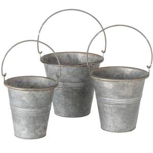 Jardinière de fleurs fraîches galvanisée en fer de forme ronde la plus vendue avec poignée pour jardinière décorative intérieure et extérieure - Product Image 1
