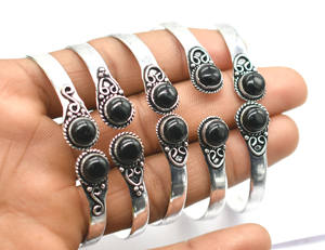 <b>Black</b> <b>Onyx</b> Gemstone Chunky <b>Bracelet</b> Natural Assorted Crystal Bangles for Women Copper and Brass Jewelry for Gift fashion jewelry - Product Image 1