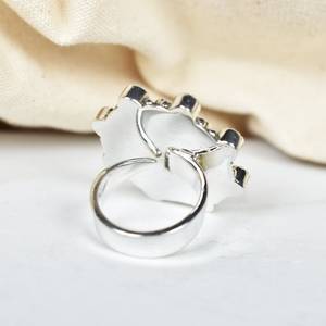 Bague ajustable en argent sterling 925 turquoise onyx rose faite à la main pour femme - Product Image 3