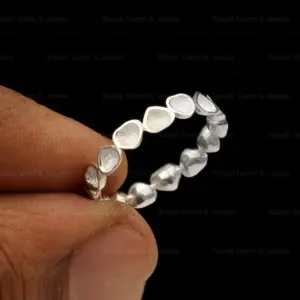 Top vente de haute qualité 925 en argent Sterling 3mm coeur éternité bande Semi montage blanc lunette réglage anneau pierre bijoux résultats - Product Image 1