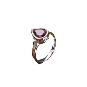92,5 de plata de ley 2,3 Natural de gramo rojo granate anillo de piedra natal de enero en forma de pera de piedras preciosas joyería de las mujeres - Product Image 1