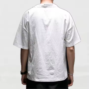 เสื้อยืดของผู้ชายผ้าคอตตอน100% แขนครึ่งแขนเสื้อใส่ได้ปกติกันรอยยับแห้งเร็วออกแบบได้ตามต้องการ - Product Image 4