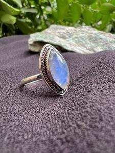 Sterling Silver <b>Ring</b> Wedding Gift <b>Ring</b> 925 Sterling Silver Moonstone Gemstone <b>Spinner</b> Classic <b>Ring</b> Handmade Christmas Blue Fire - Product Image 3