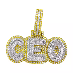 Nouveau Design Iced Out Hip Hop S925 Argent Moissanite Diamant Nom Lettre Initiale Pendentif Personnalisé Pendentif pour hommes - Product Image 2