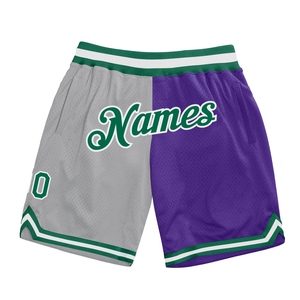 Industrie Direct Engro Sportswear Short de basket-ball personnalisé gris Kelly vert-violet authentique Split Fashion Basketball Shorts - Product Image 1