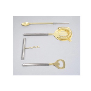 Modern Stainless Steel <b>Bar</b> Tools Set of 4 <b>for</b> <b>Bar</b> <b>Accessories</b> Best Quality White Resin & Metal <b>Bar</b> Tools Set With Gold Color - Product Image 2