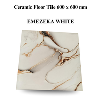 Carrelage de sol en céramique 60x60 cm Emezeka Blanc Impression numérique et HD Durable Premium Carrelage pour la maison Salon Cuisine Bureau