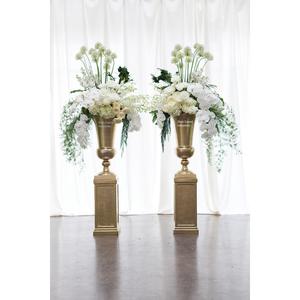 Florero grande de metal dorado de moda para bodas en casa y fiestas Florero de arreglos florales de mesa clásico moderno - Product Image 2