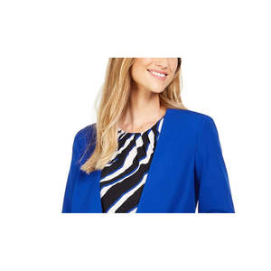 Blazer Senza Colletto da Donna Calvin Klein Blu in Velluto con Ricami e Decorazioni a Bottoni Lavorato a Maglia e Tessuto Taglia 12 - Product Image 3